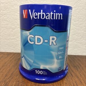 NEW In Sealed Package Verbatim 94554 700MB 52x 80 Min CD-R Disc Pack of 100